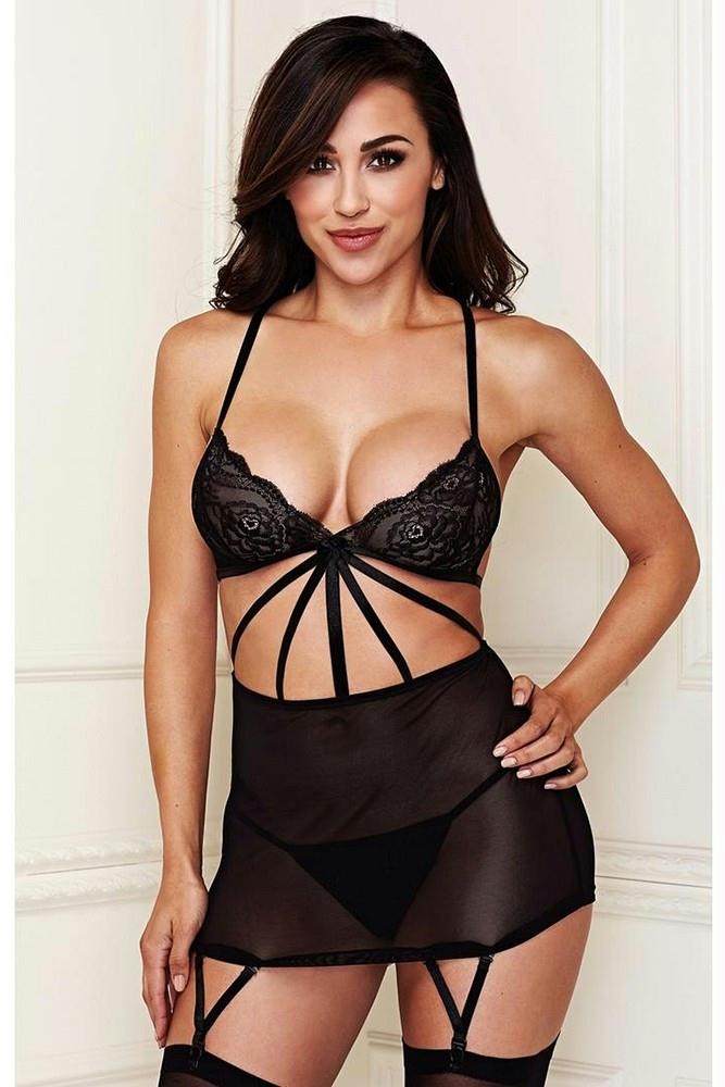 Black Criss Cross Lace Mini in S-M