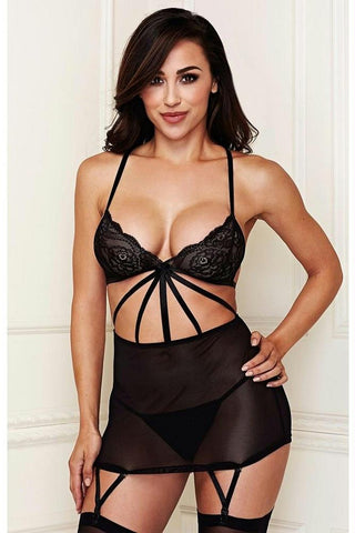 Black Criss Cross Lace Mini in S-M