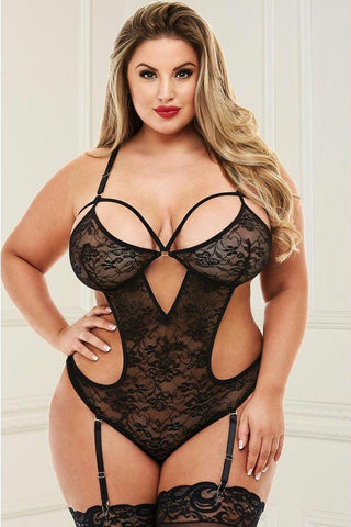 Sexy Black Lace Teddy in OSXL