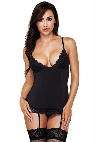 Black Low-Cut Chemise with Panty in S-M