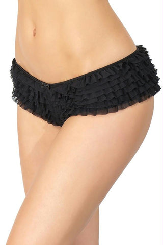 Crotchless Ruffle Mesh Panty in OSXL