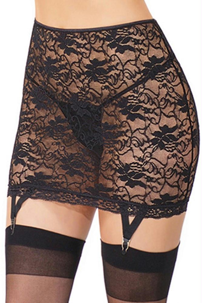 Stretch Lace Garter Skirt in OS