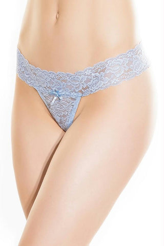 Baby Blue Floral Lace Thong in OS