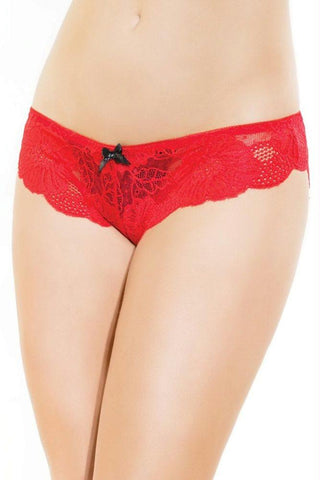 Red and Black Lace High Cut Panty in OS