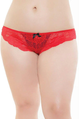 Red and Black Lace High Cut Panty in OSXL