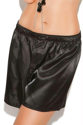 Raven Black Satin Lounge Shorts in S