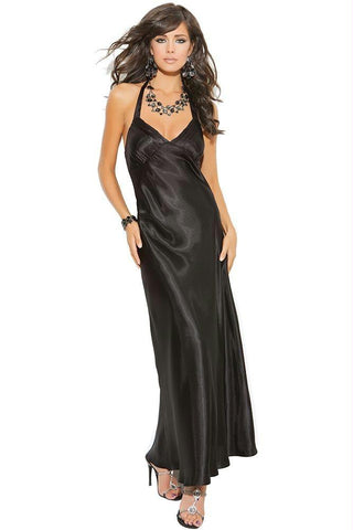 Elegant Black Satin Gown in S