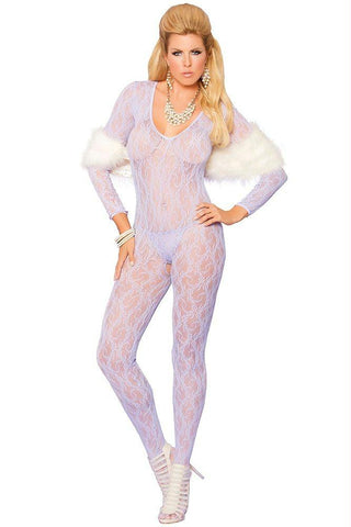Periwinkle Floral Lace Bodystocking in OSXL