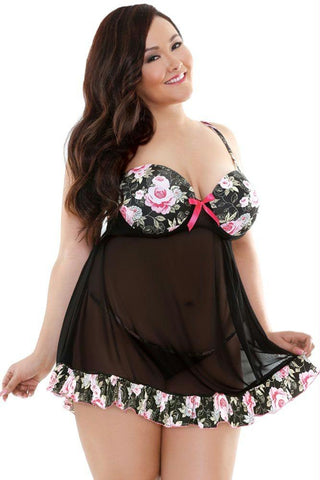 Flora Babydoll and G-String in 3X-4X