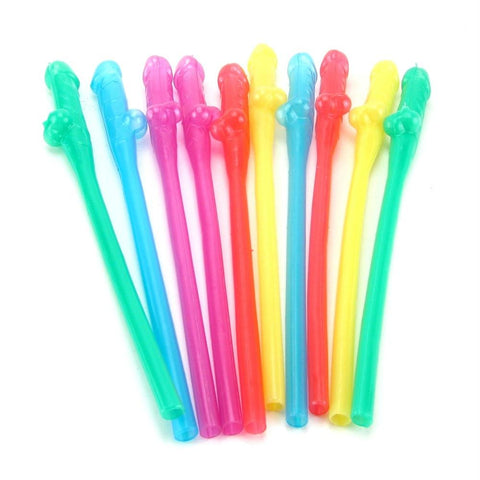 Party Pecker Sipping Straws 10 Pack in Assorted Colors