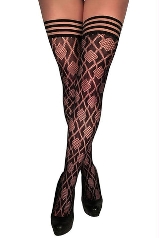Elle Black Diamond Net Thigh Highs in B