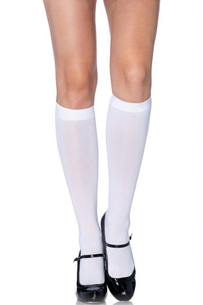 Nylon Knee Highs in White