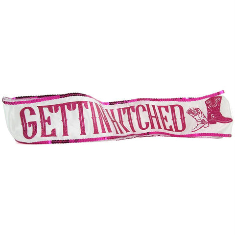 Gettin' Hitched Pink Sparkle Sash