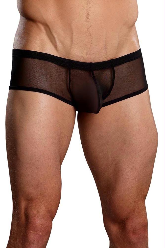 Black Mesh Micro Mini Pouch Short in M