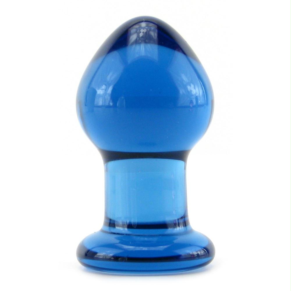 Crystal Premium Glass Small Butt Plug in Blue