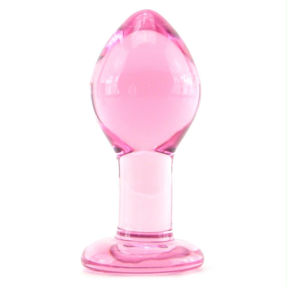 Crystal Premium Glass Large Butt Plug in Pink