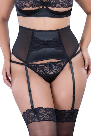 Peek-A-Boo Black Garter Belt in 1X-2X