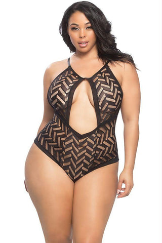 ZigZag Black Woven Mesh Teddy in OSXL