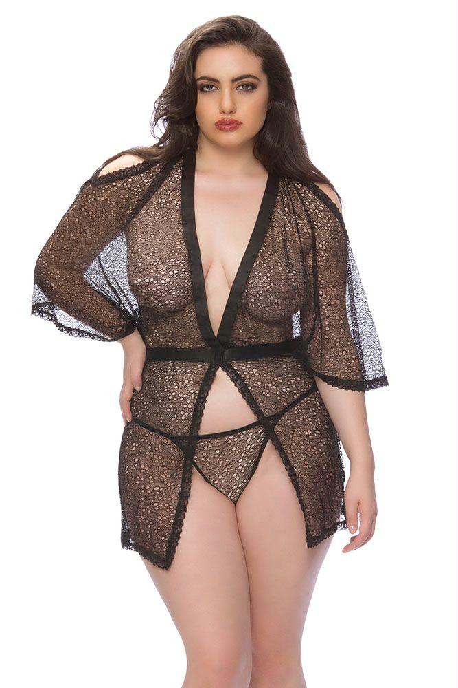 Aubriana Black Pothole Robe in 3X-4X