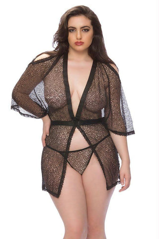 Aubriana Black Pothole Robe in 3X-4X