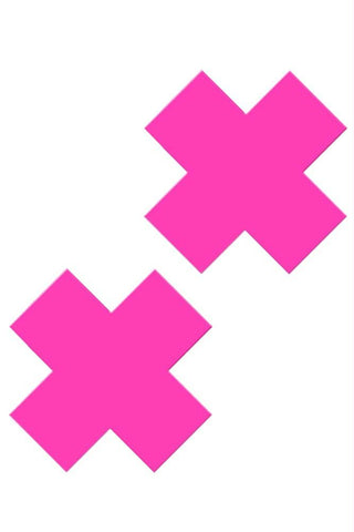 Neon Vinyl 'X' Pasties in Pink