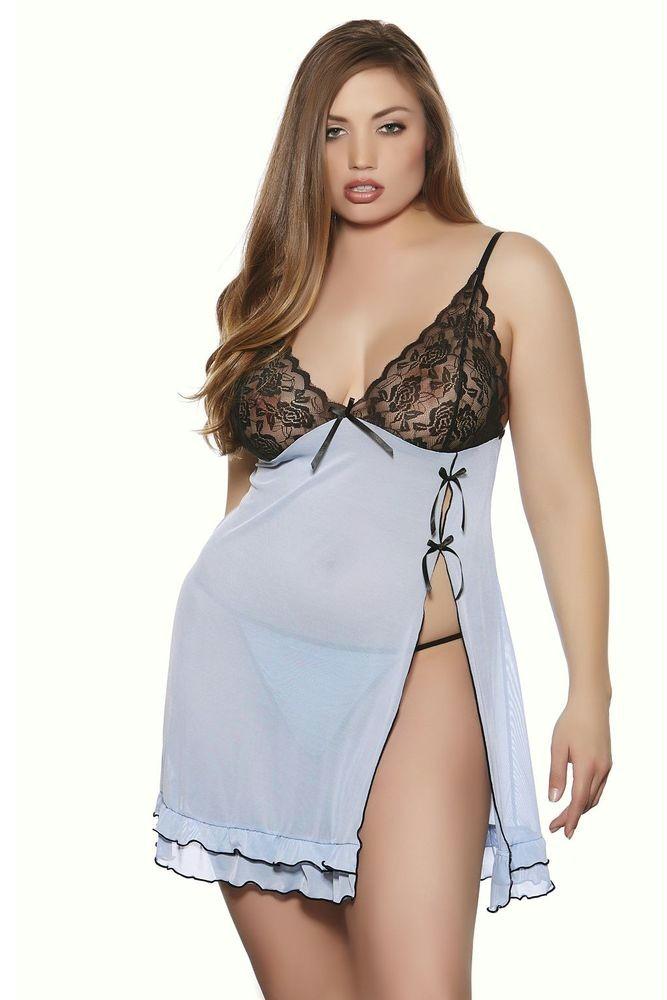 Innocent Side Cut Babydoll and Panty in 1X