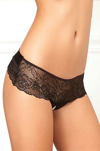 Crotchless Lace Bow-Back Panty in M-L