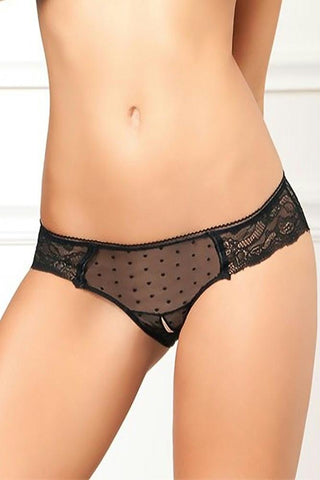 Crotchless Lace n' Dots Panty in M-L