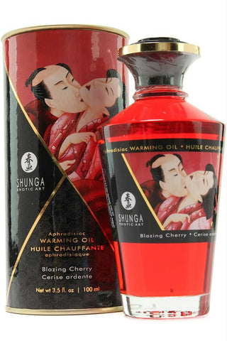 Aphrodisiac Warming Oil 3.5oz-100ml in Blazing Cherry