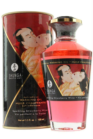 Aphrodisiac Warming Oil 3.5oz-100ml in Sparkling Strawberry