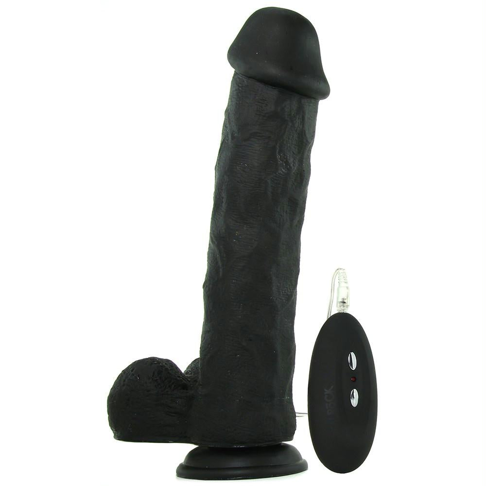 Real Rock 11" Vibrating Ballsy Dildo in Black