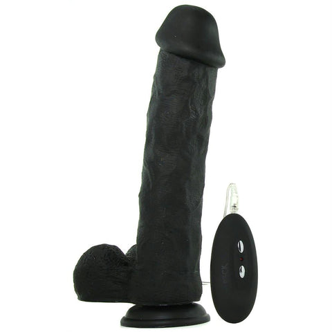 Real Rock 11" Vibrating Ballsy Dildo in Black