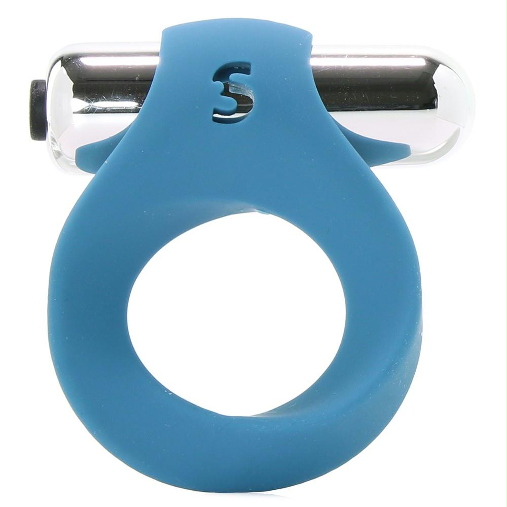 Infinity Single Vibrating Silicone Cockring in Blue