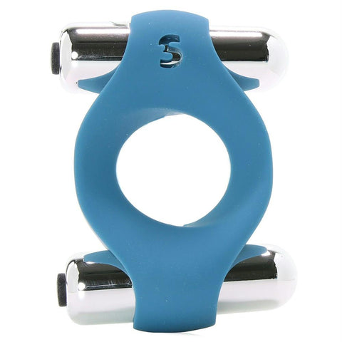 Infinity Double Vibrating Silicone Cock Ring in Blue