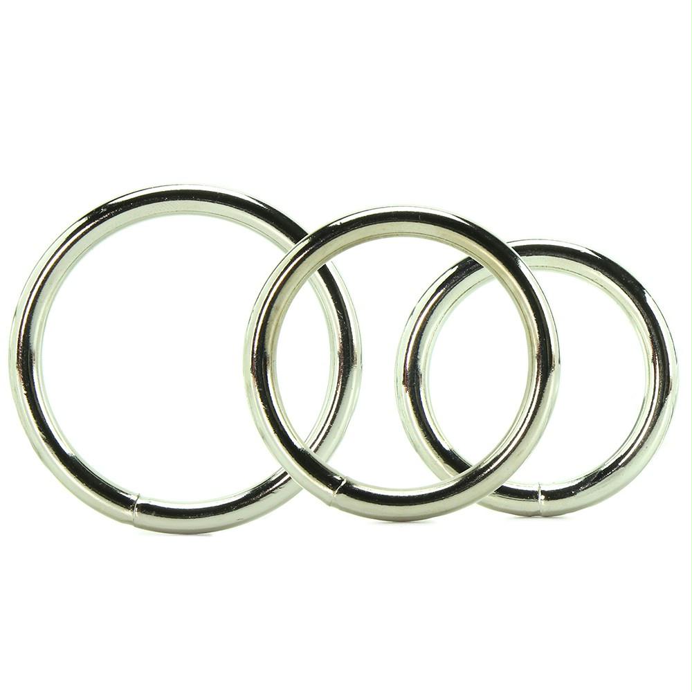 Metal Cock Ring 3 Pack in Chrome