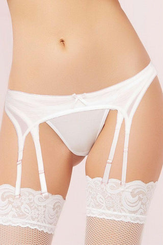 Double Layered White Mesh Garter Belt in S-M