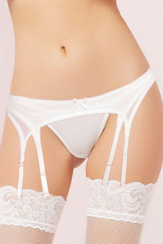 Double Layered White Mesh Garter Belt in M-L