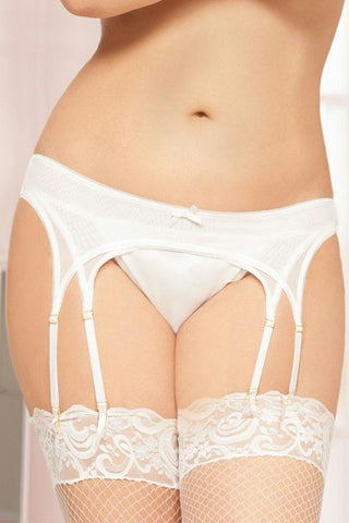 Double Layered White Mesh Garter Belt in 3X-4X