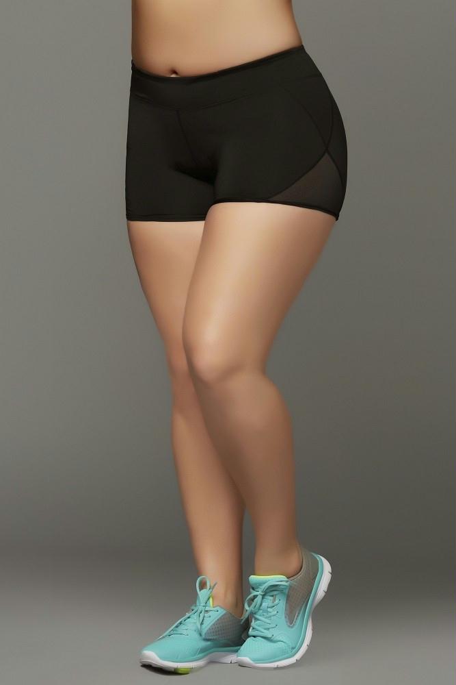 Perferated Black Cardio Shorts in 1X-2X