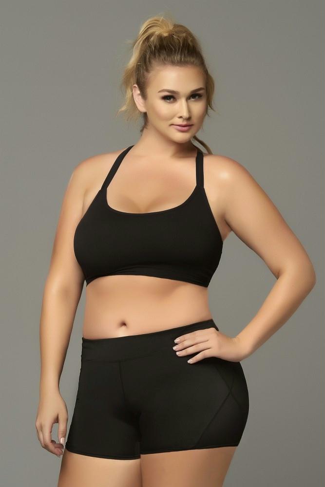 Seamless Black Strappy Sports Bra in 3X-4X