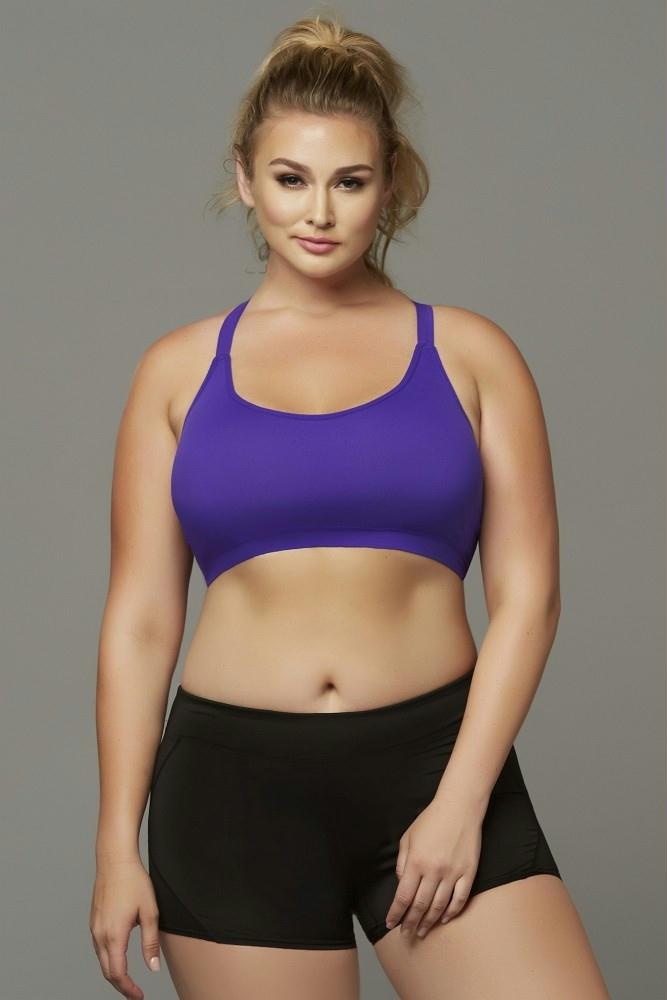 Seamless Purple Strappy Sports Bra in 3X-4X