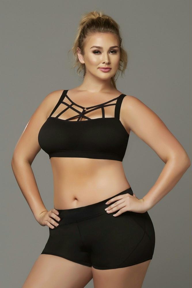 Seamless Bondage Detailed Sports Bra in 3X-4X